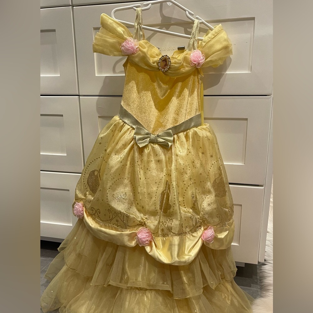 Disney BELLE golden Princess Dress with Pink Accents